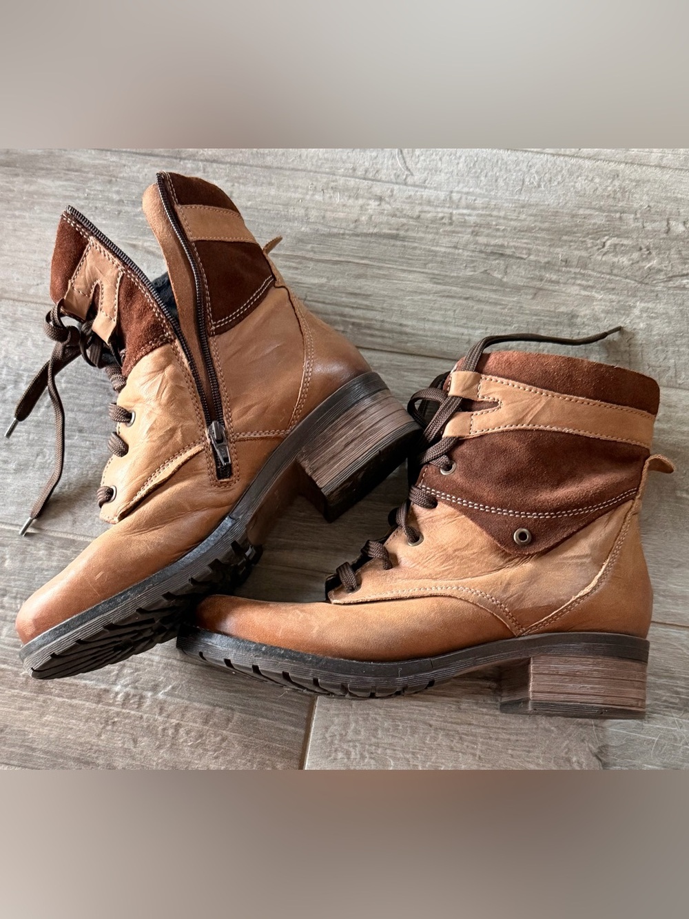 KARA DROMedaris women’s sz 40 9.5 Leather ZIP Lace-Up Boot CHUKKA combat hiking